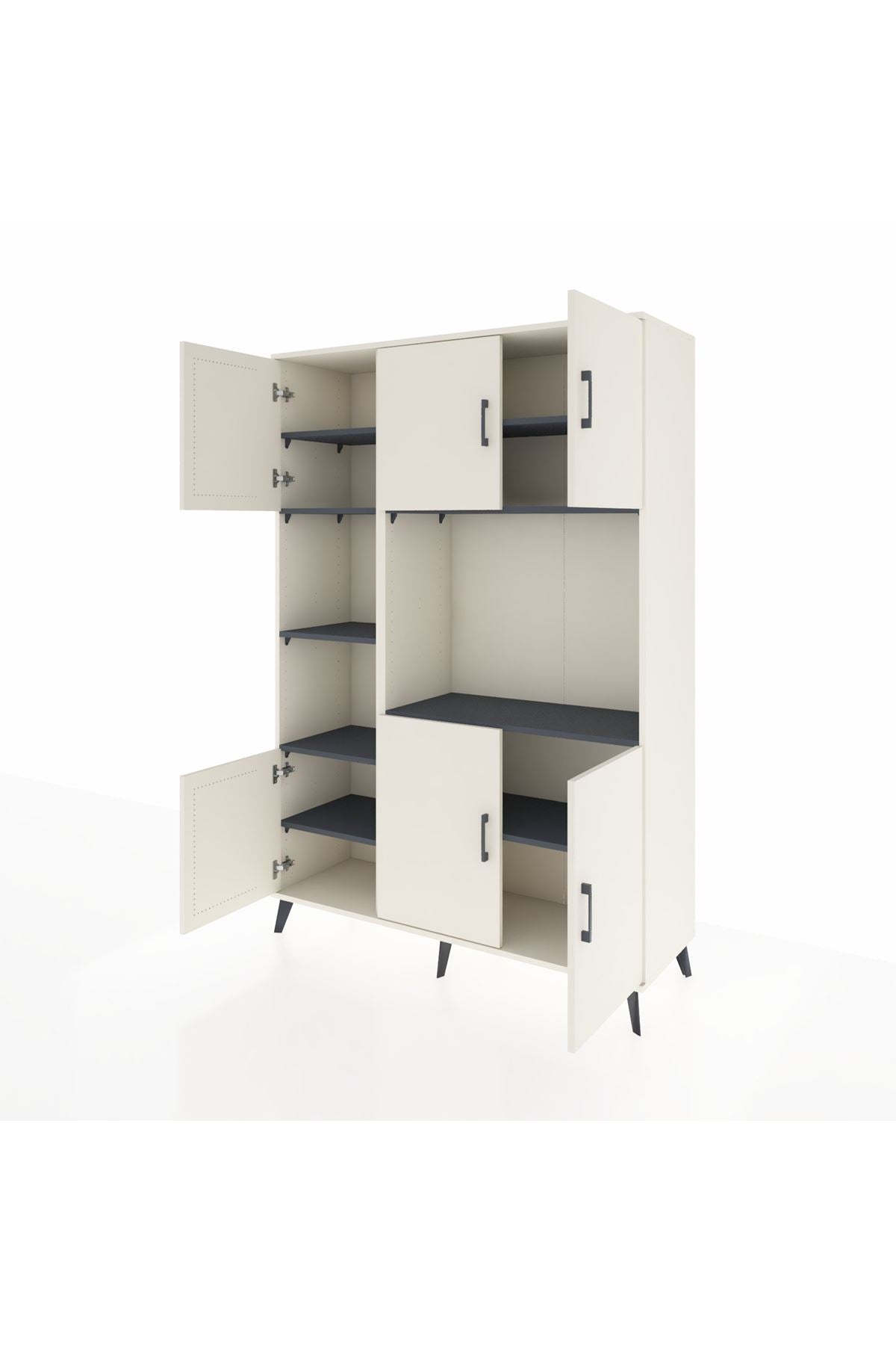 Hyperion Dolap 9 Raflı 6 Kapaklı 132x44x195 Aytaşı-Aytaşı/Antrasit