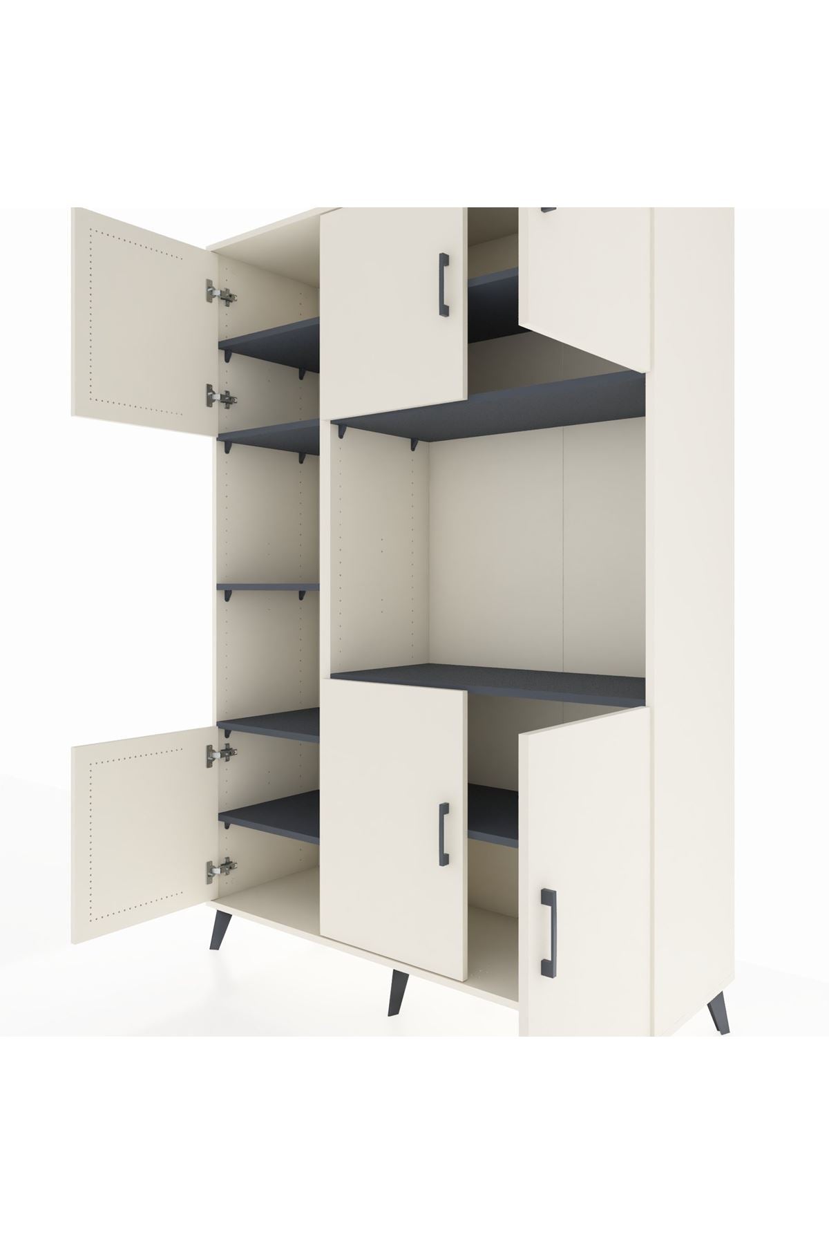 Hyperion Dolap 9 Raflı 6 Kapaklı 132x44x195 Aytaşı-Aytaşı/Antrasit