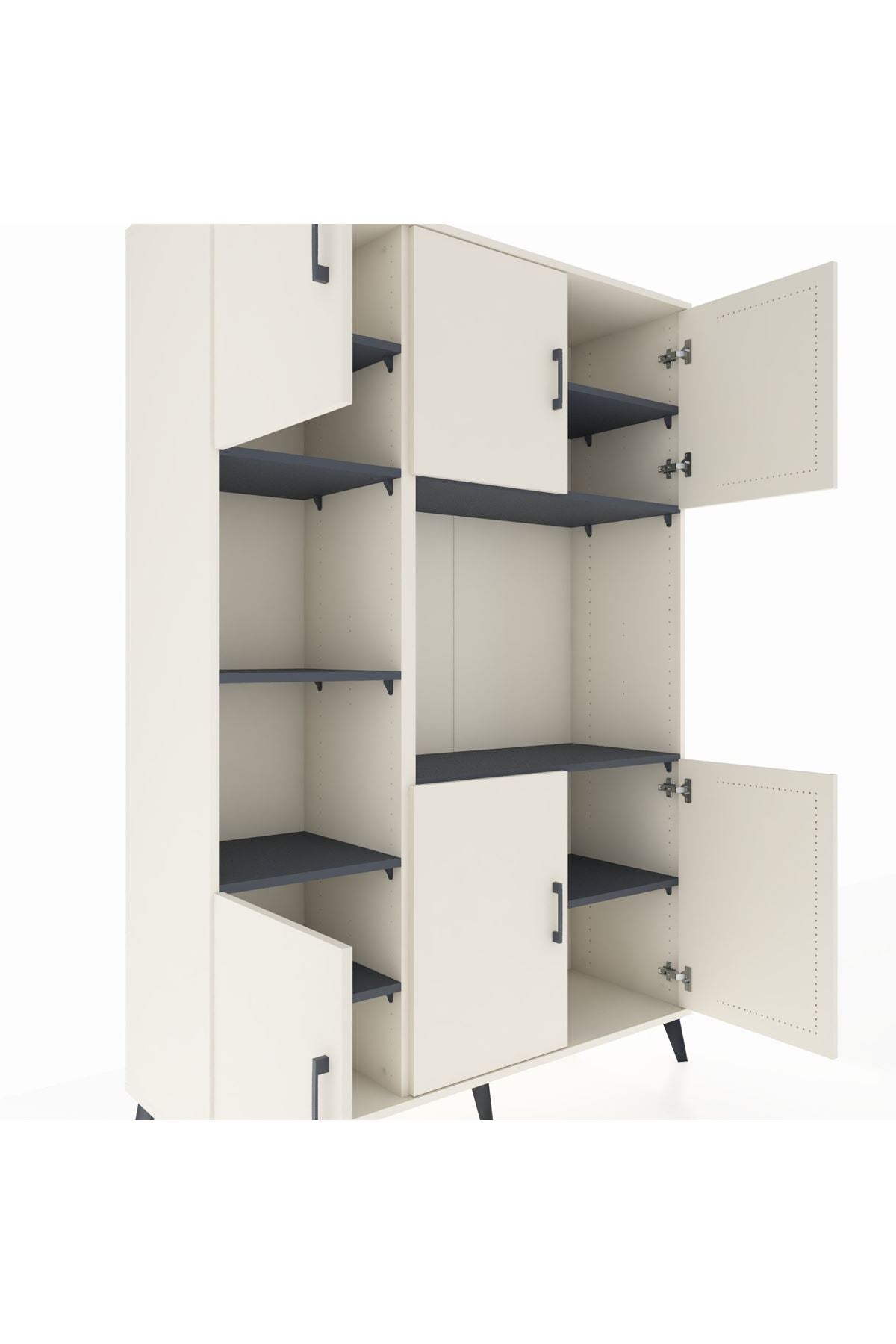 Hyperion Dolap 9 Raflı 6 Kapaklı 132x44x195 Aytaşı-Aytaşı/Antrasit