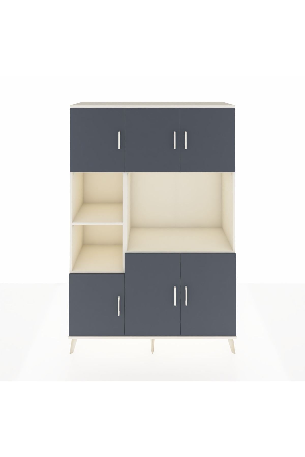 Hyperion Dolap 9 Raflı 6 Kapaklı 132x44x195 Aytaşı-Antrasit/Aytaşı