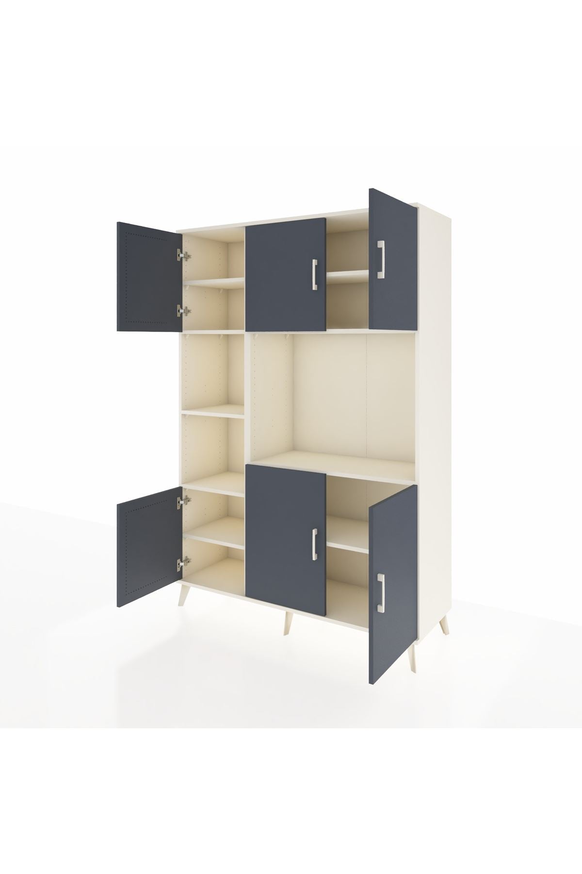 Hyperion Dolap 9 Raflı 6 Kapaklı 132x44x195 Aytaşı-Antrasit/Aytaşı