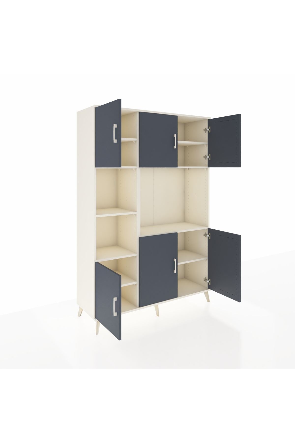 Hyperion Dolap 9 Raflı 6 Kapaklı 132x44x195 Aytaşı-Antrasit/Aytaşı