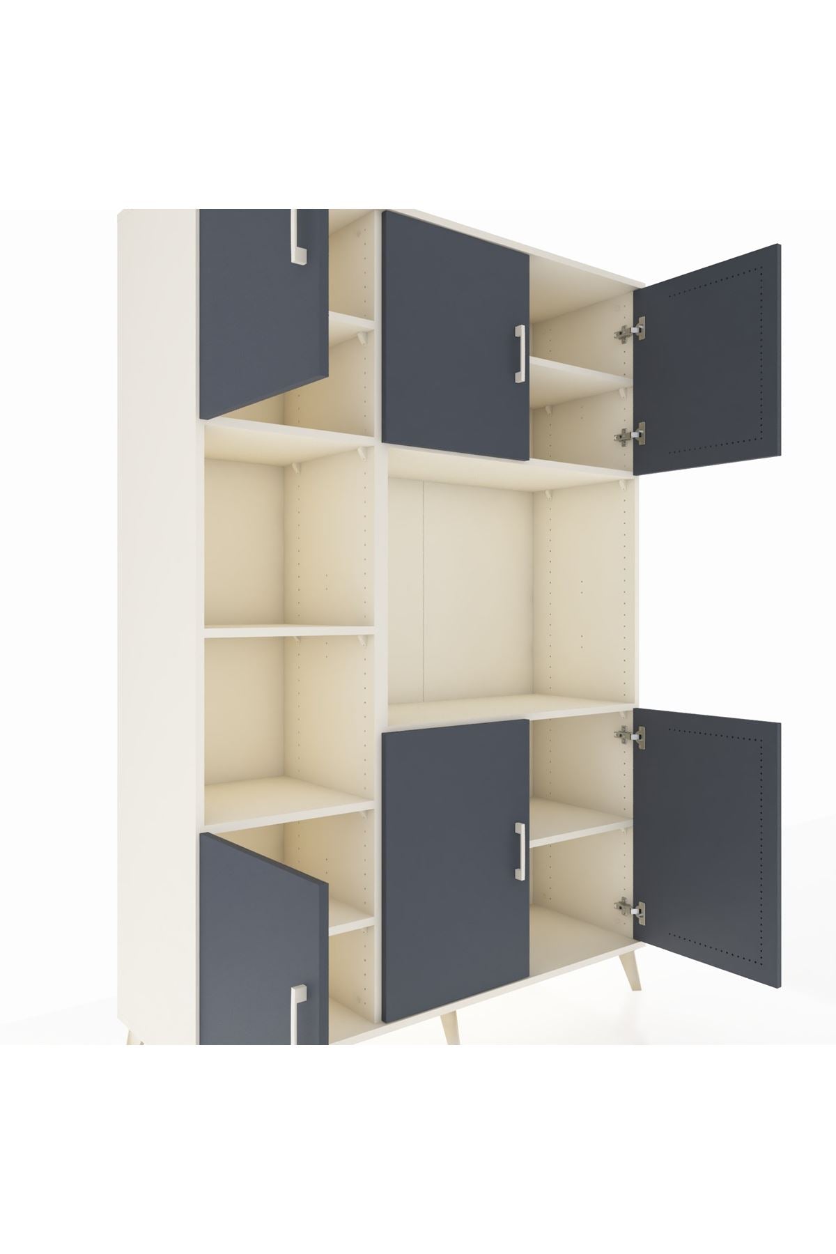 Hyperion Dolap 9 Raflı 6 Kapaklı 132x44x195 Aytaşı-Antrasit/Aytaşı