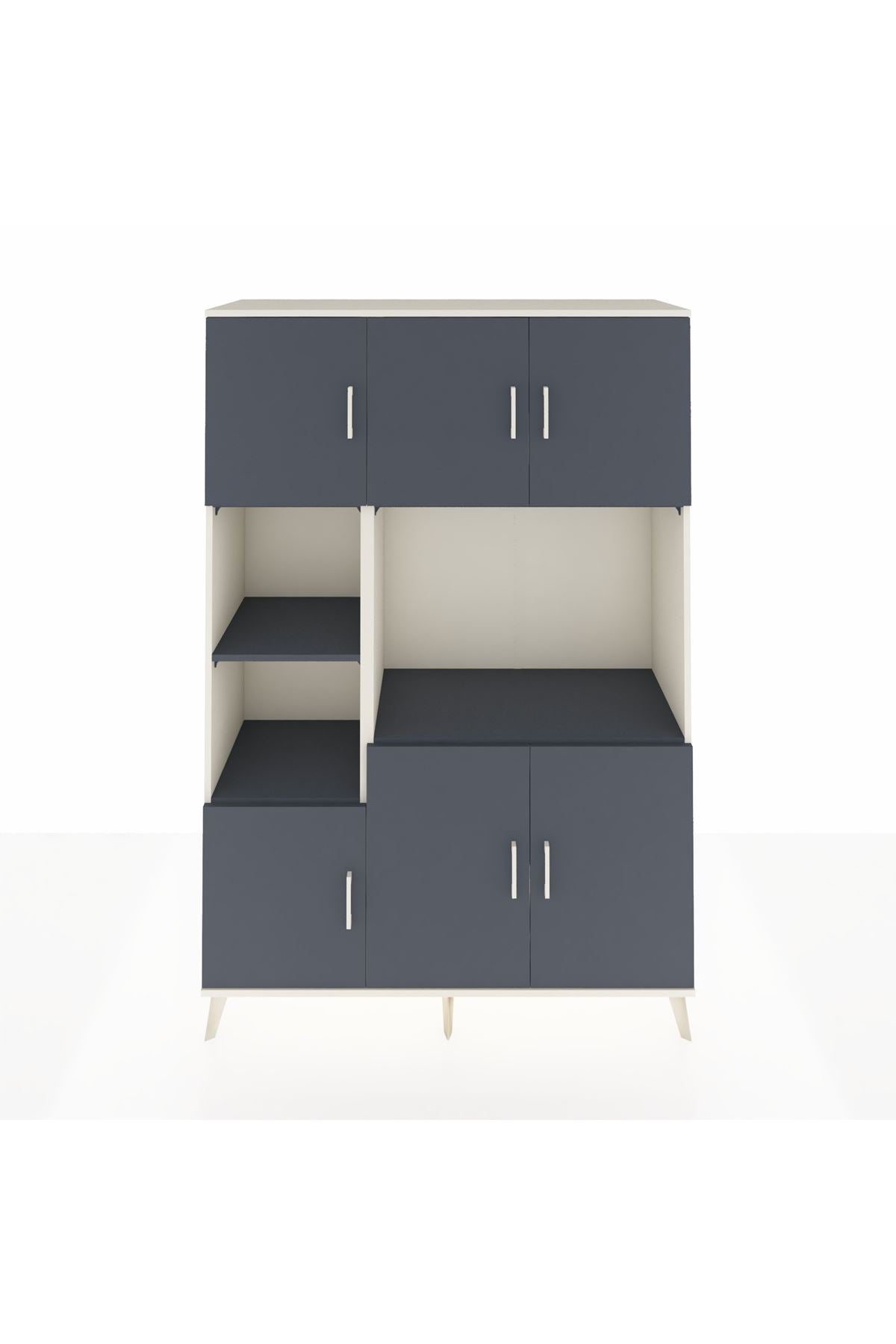 Hyperion Dolap 9 Raflı 6 Kapaklı 132x44x195 Aytaşı-Antrasit/Antrasit