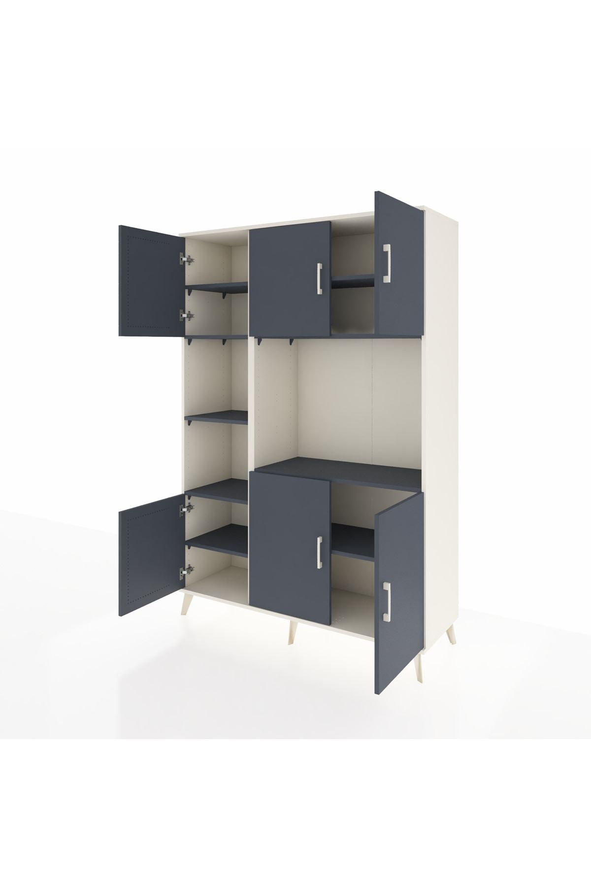 Hyperion Dolap 9 Raflı 6 Kapaklı 132x44x195 Aytaşı-Antrasit/Antrasit