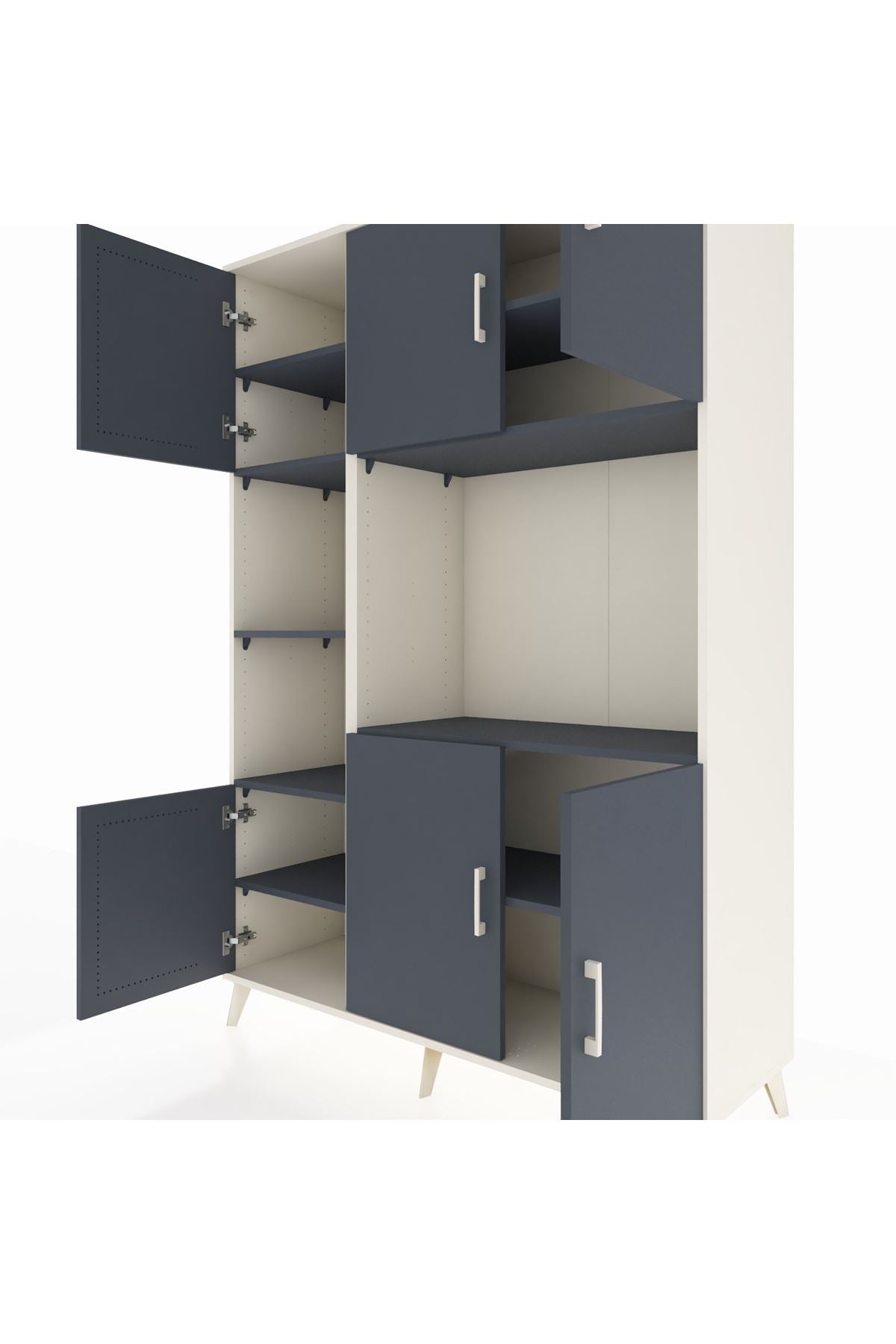 Hyperion Dolap 9 Raflı 6 Kapaklı 132x44x195 Aytaşı-Antrasit/Antrasit