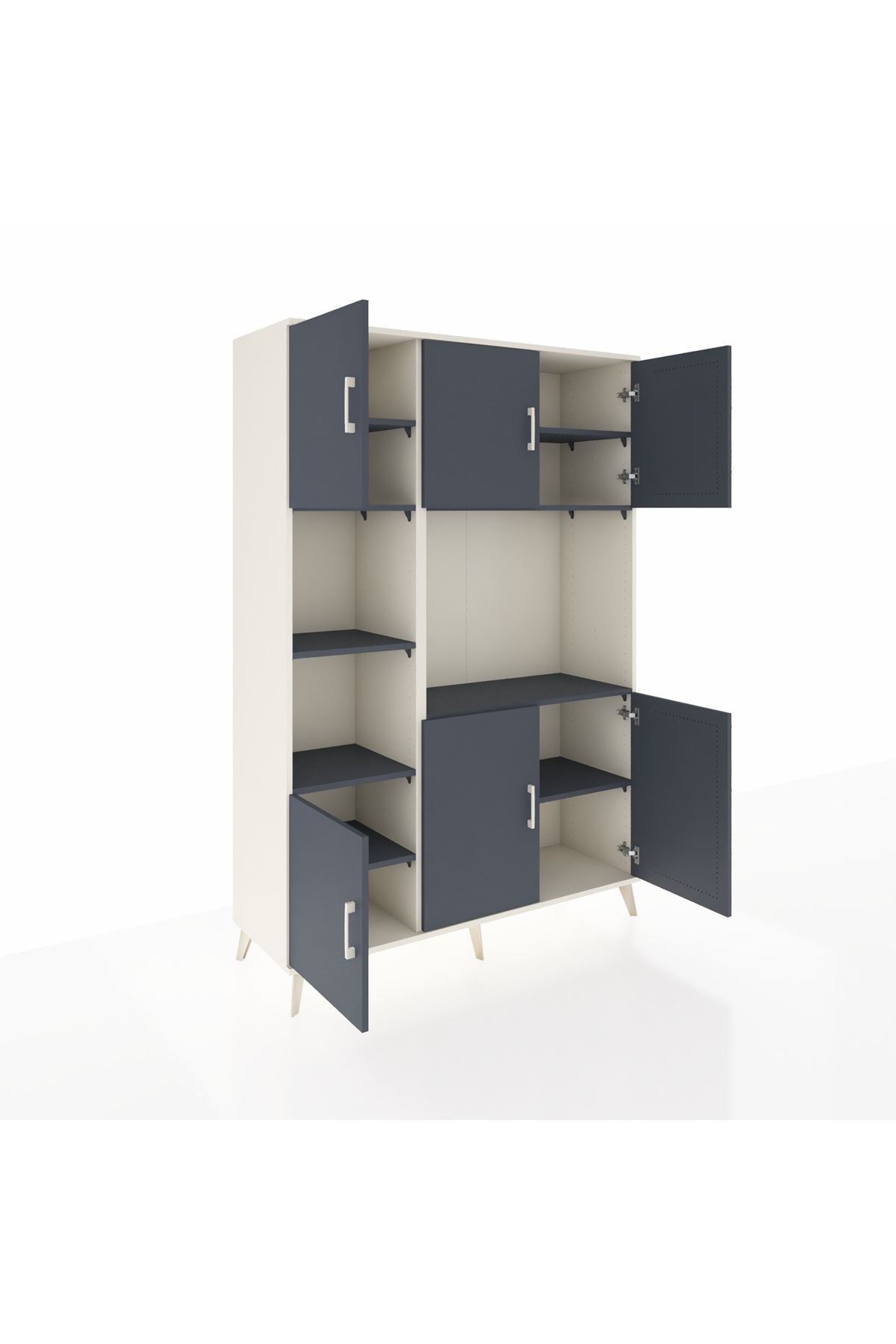 Hyperion Dolap 9 Raflı 6 Kapaklı 132x44x195 Aytaşı-Antrasit/Antrasit