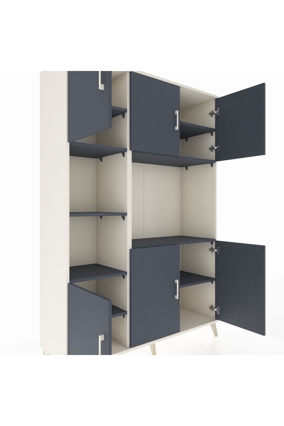 Hyperion Dolap 9 Raflı 6 Kapaklı 132x44x195 Aytaşı-Antrasit/Antrasit