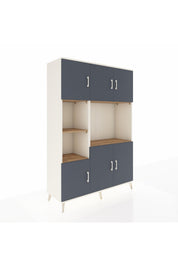 Hyperion Dolap 9 Raflı 6 Kapaklı 132x44x195 Aytaşı-Antrasit/Çam