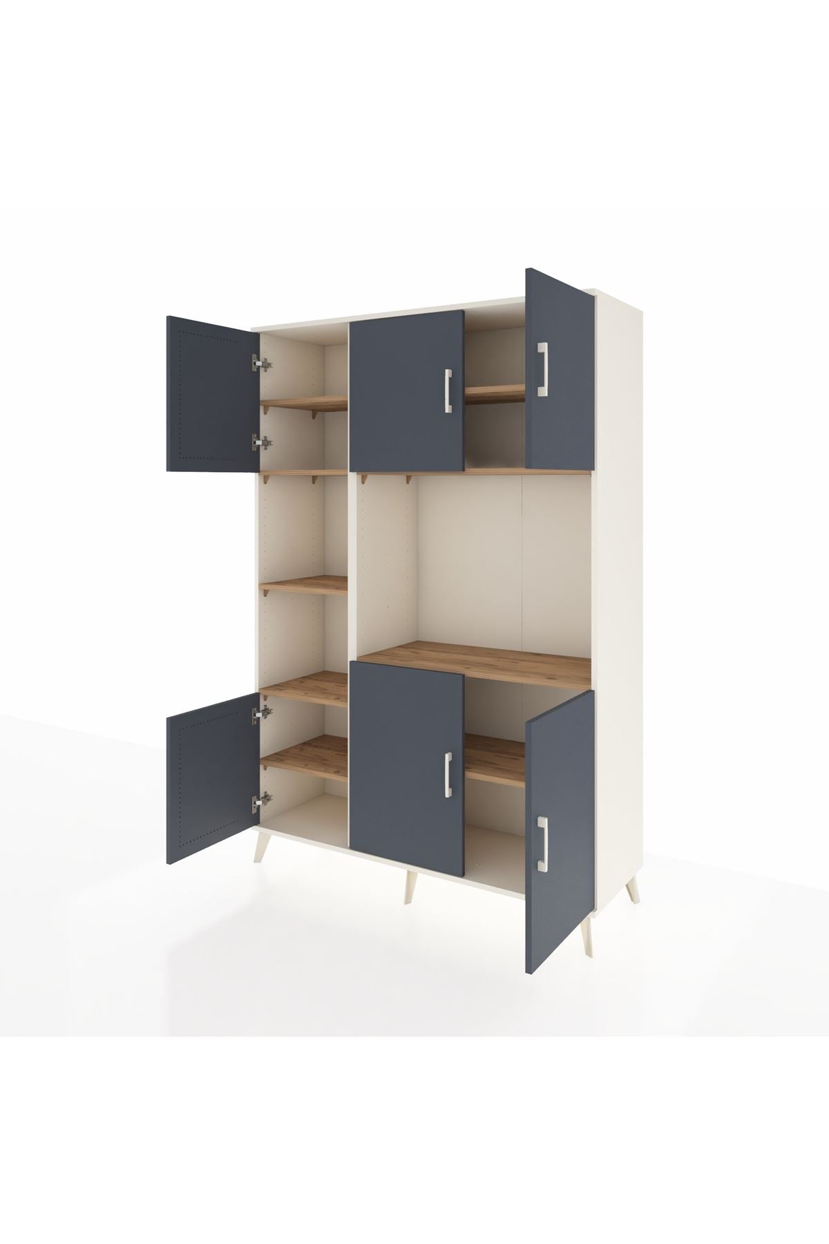 Hyperion Dolap 9 Raflı 6 Kapaklı 132x44x195 Aytaşı-Antrasit/Çam