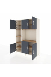 Hyperion Dolap 9 Raflı 6 Kapaklı 132x44x195 Aytaşı-Antrasit/Çam