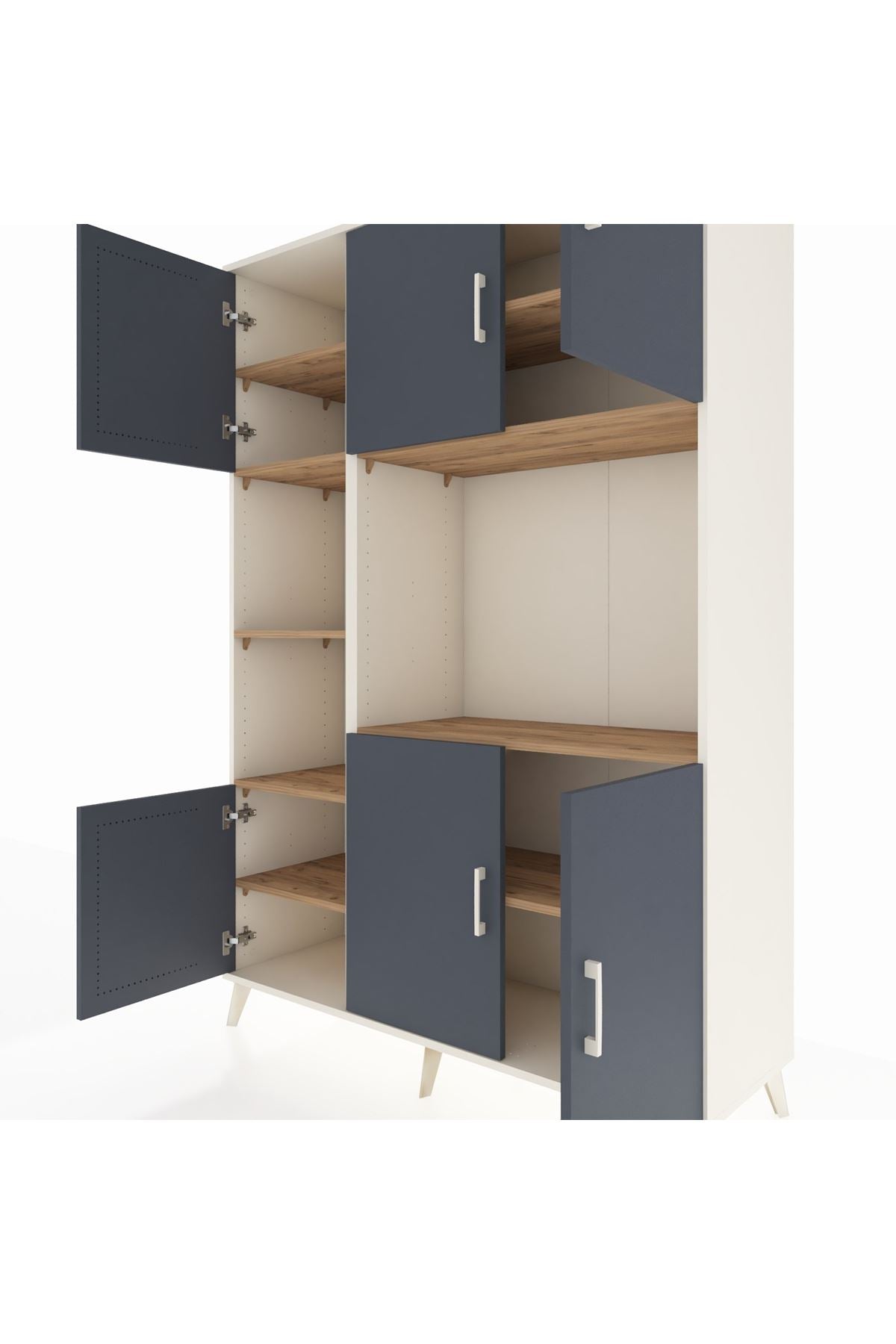 Hyperion Dolap 9 Raflı 6 Kapaklı 132x44x195 Aytaşı-Antrasit/Çam