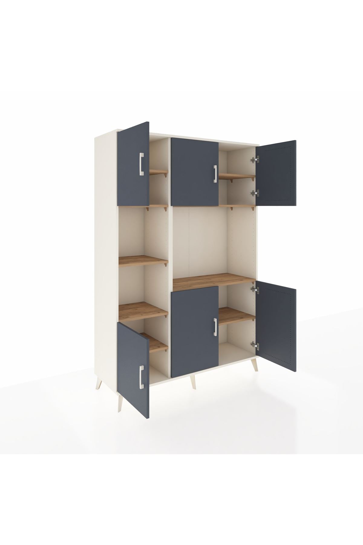 Hyperion Dolap 9 Raflı 6 Kapaklı 132x44x195 Aytaşı-Antrasit/Çam