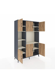 Hyperion Dolap 9 Raflı 6 Kapaklı 132x44x195 Antrasit-Çam/Aytaşı