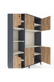 Hyperion Dolap 9 Raflı 6 Kapaklı 132x44x195 Antrasit-Çam/Aytaşı