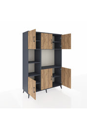 Hyperion Dolap 9 Raflı 6 Kapaklı 132x44x195 Antrasit-Çam/Antrasit