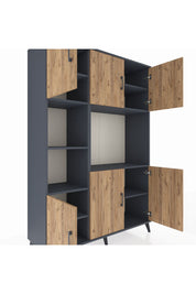 Hyperion Dolap 9 Raflı 6 Kapaklı 132x44x195 Antrasit-Çam/Antrasit