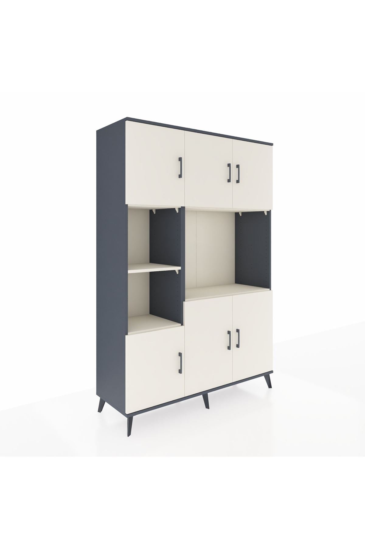 Hyperion Dolap 9 Raflı 6 Kapaklı 132x44x195 Antrasit-Aytaşı/Aytaşı