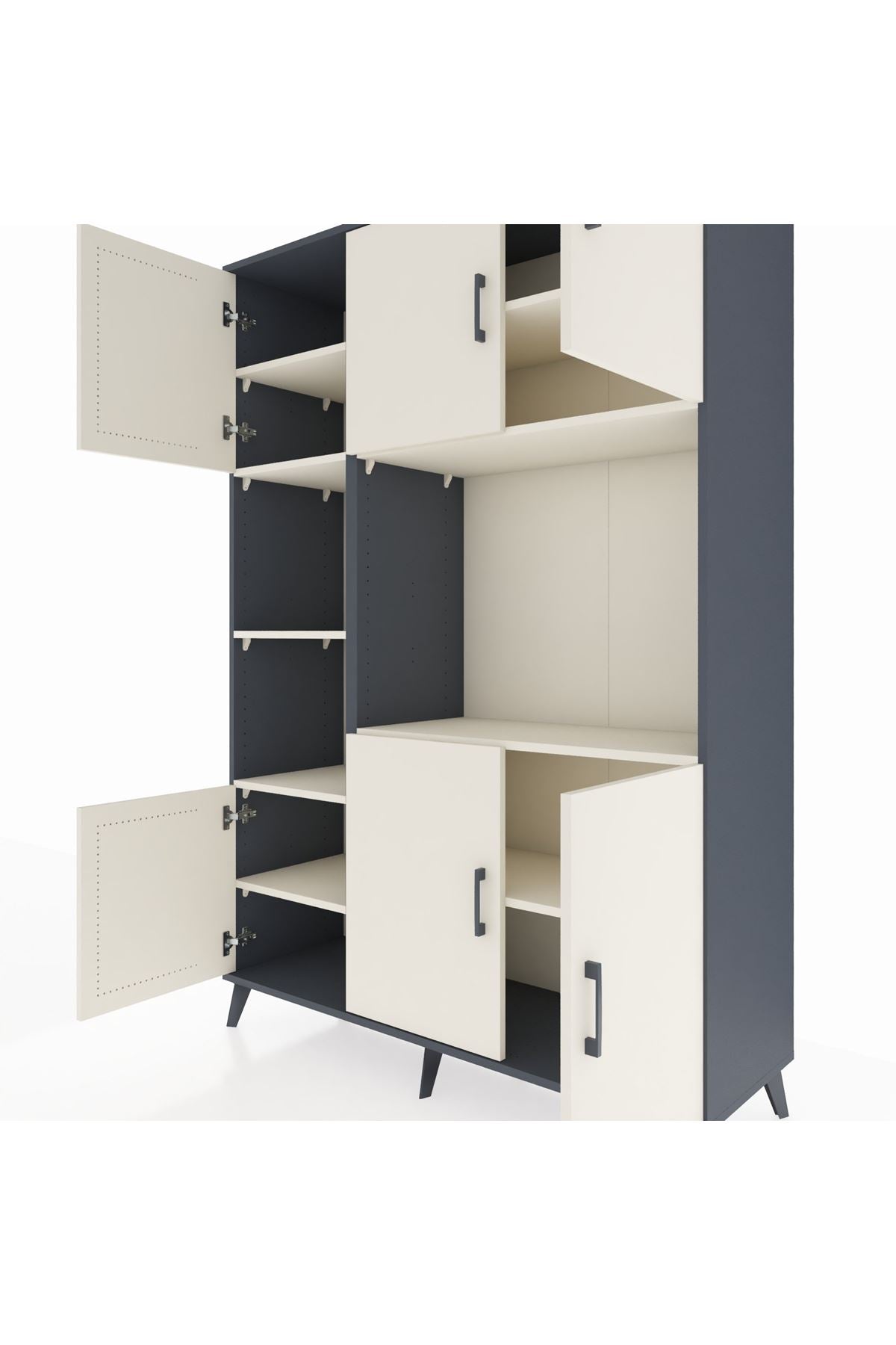 Hyperion Dolap 9 Raflı 6 Kapaklı 132x44x195 Antrasit-Aytaşı/Aytaşı