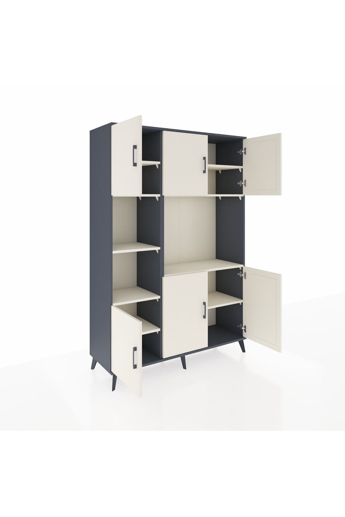 Hyperion Dolap 9 Raflı 6 Kapaklı 132x44x195 Antrasit-Aytaşı/Aytaşı