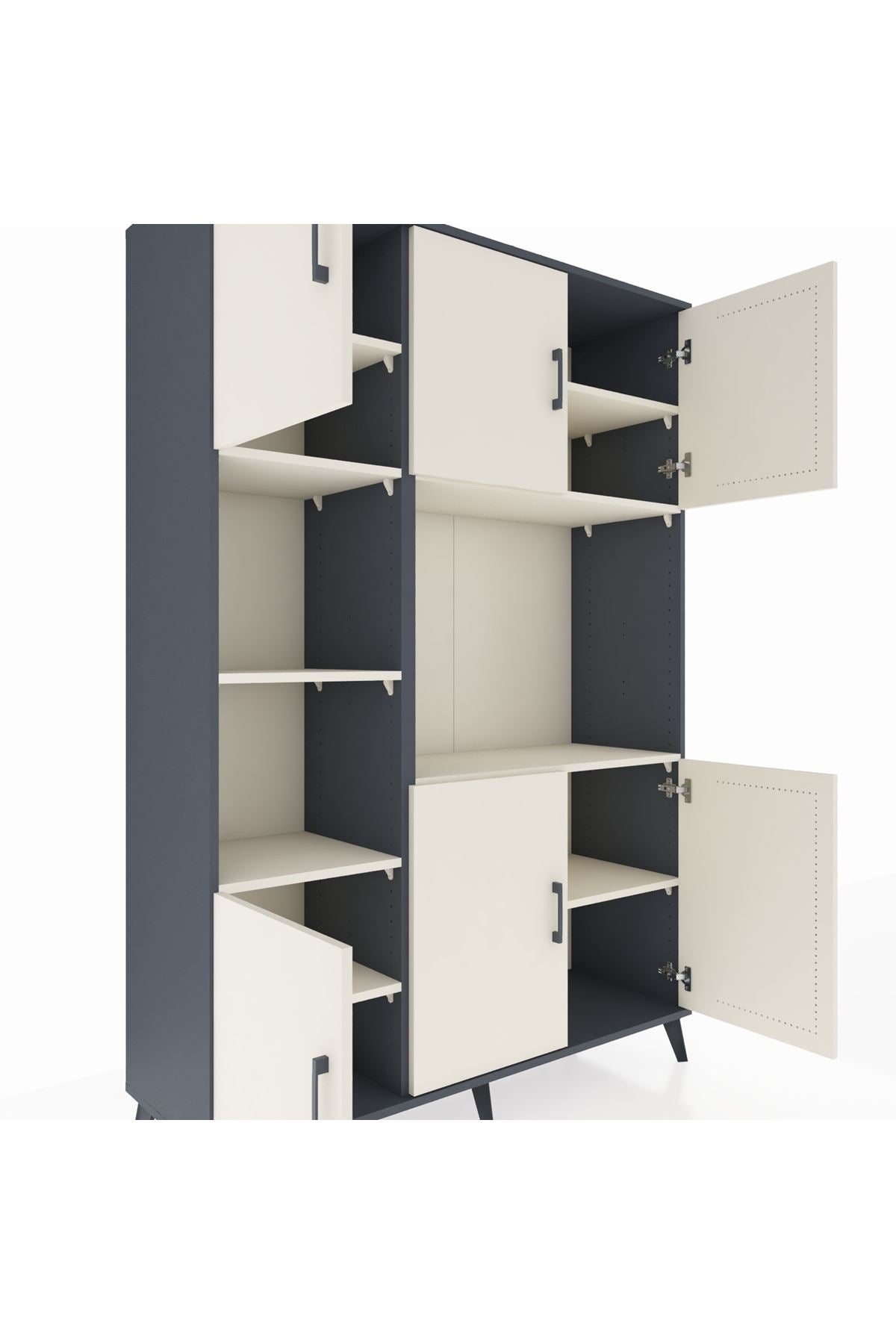 Hyperion Dolap 9 Raflı 6 Kapaklı 132x44x195 Antrasit-Aytaşı/Aytaşı