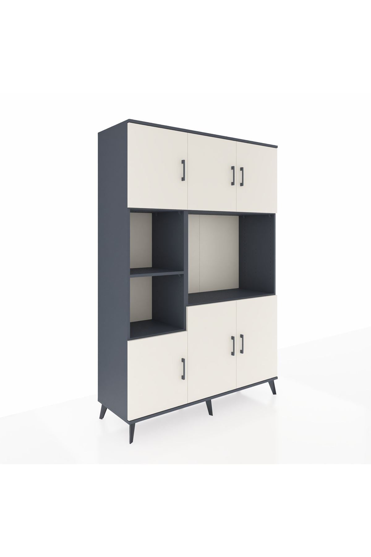 Hyperion Dolap 9 Raflı 6 Kapaklı 132x44x195 Antrasit-Aytaşı/Antrasit