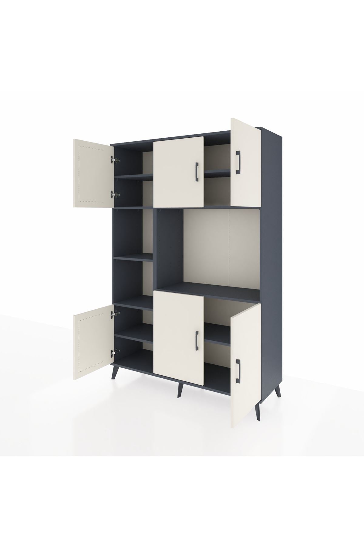 Hyperion Dolap 9 Raflı 6 Kapaklı 132x44x195 Antrasit-Aytaşı/Antrasit