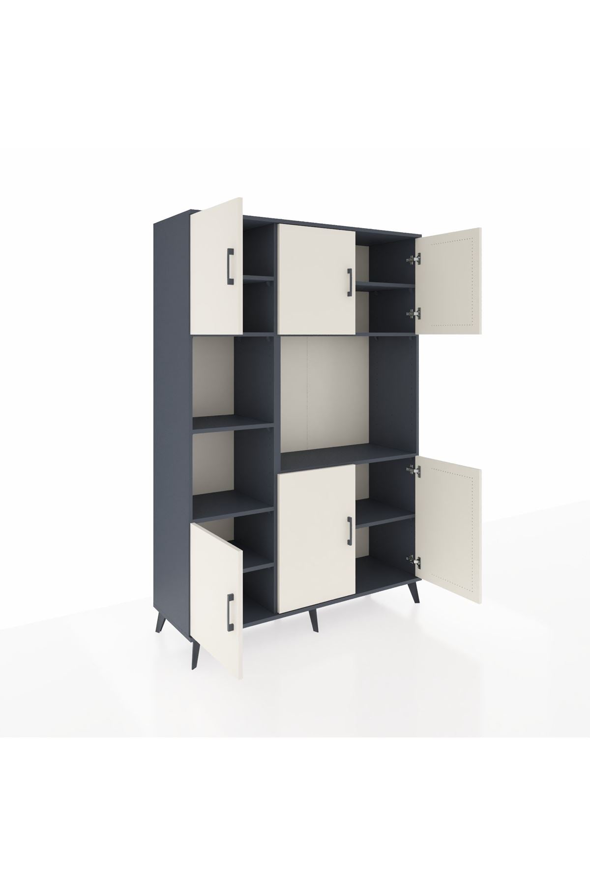 Hyperion Dolap 9 Raflı 6 Kapaklı 132x44x195 Antrasit-Aytaşı/Antrasit
