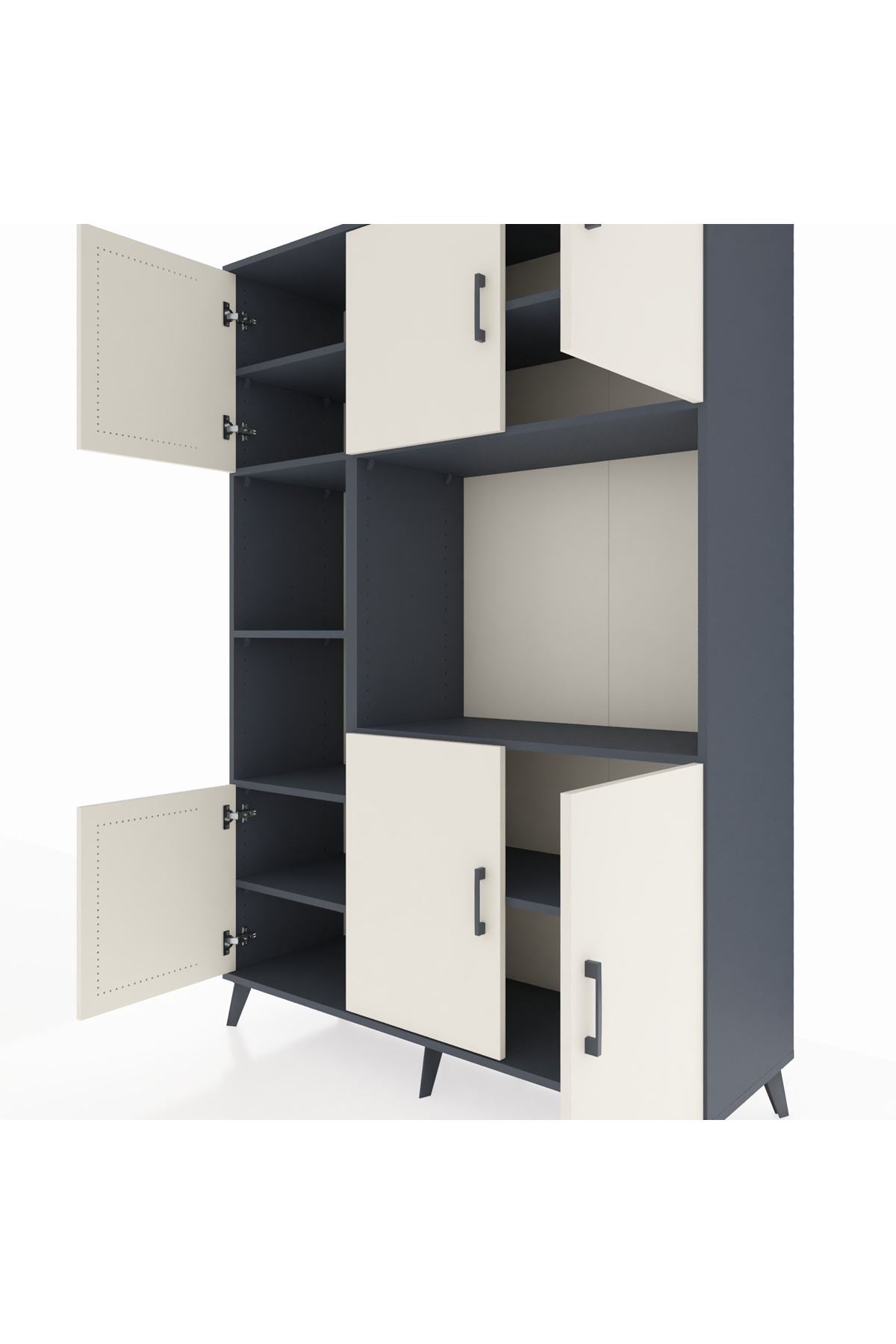 Hyperion Dolap 9 Raflı 6 Kapaklı 132x44x195 Antrasit-Aytaşı/Antrasit