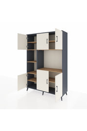 Hyperion Dolap 9 Raflı 6 Kapaklı 132x44x195 Antrasit-Aytaşı/Çam