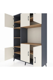 Hyperion Dolap 9 Raflı 6 Kapaklı 132x44x195 Antrasit-Aytaşı/Çam