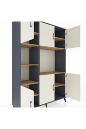 Hyperion Dolap 9 Raflı 6 Kapaklı 132x44x195 Antrasit-Aytaşı/Çam