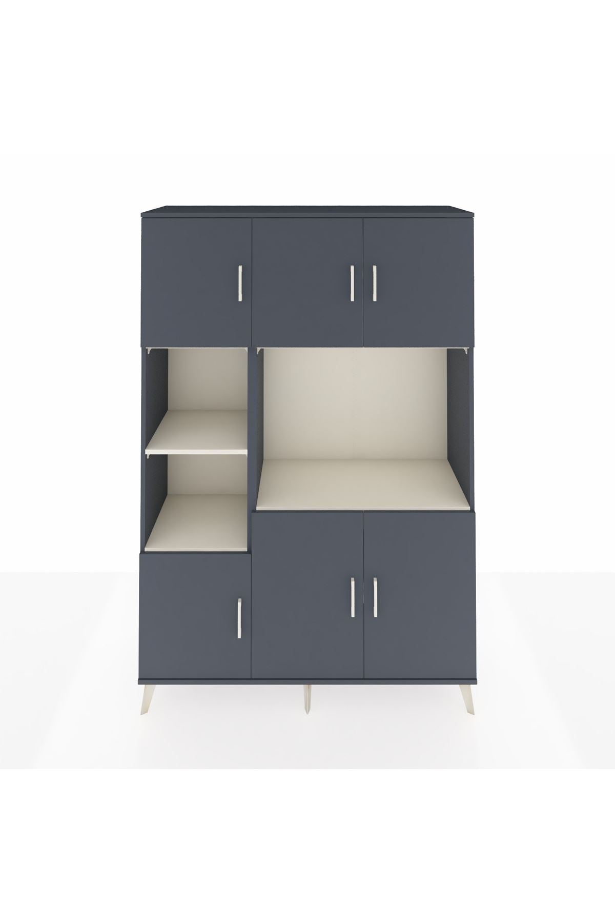 Hyperion Dolap 9 Raflı 6 Kapaklı 132x44x195 Antrasit-Antrasit/Aytaşı