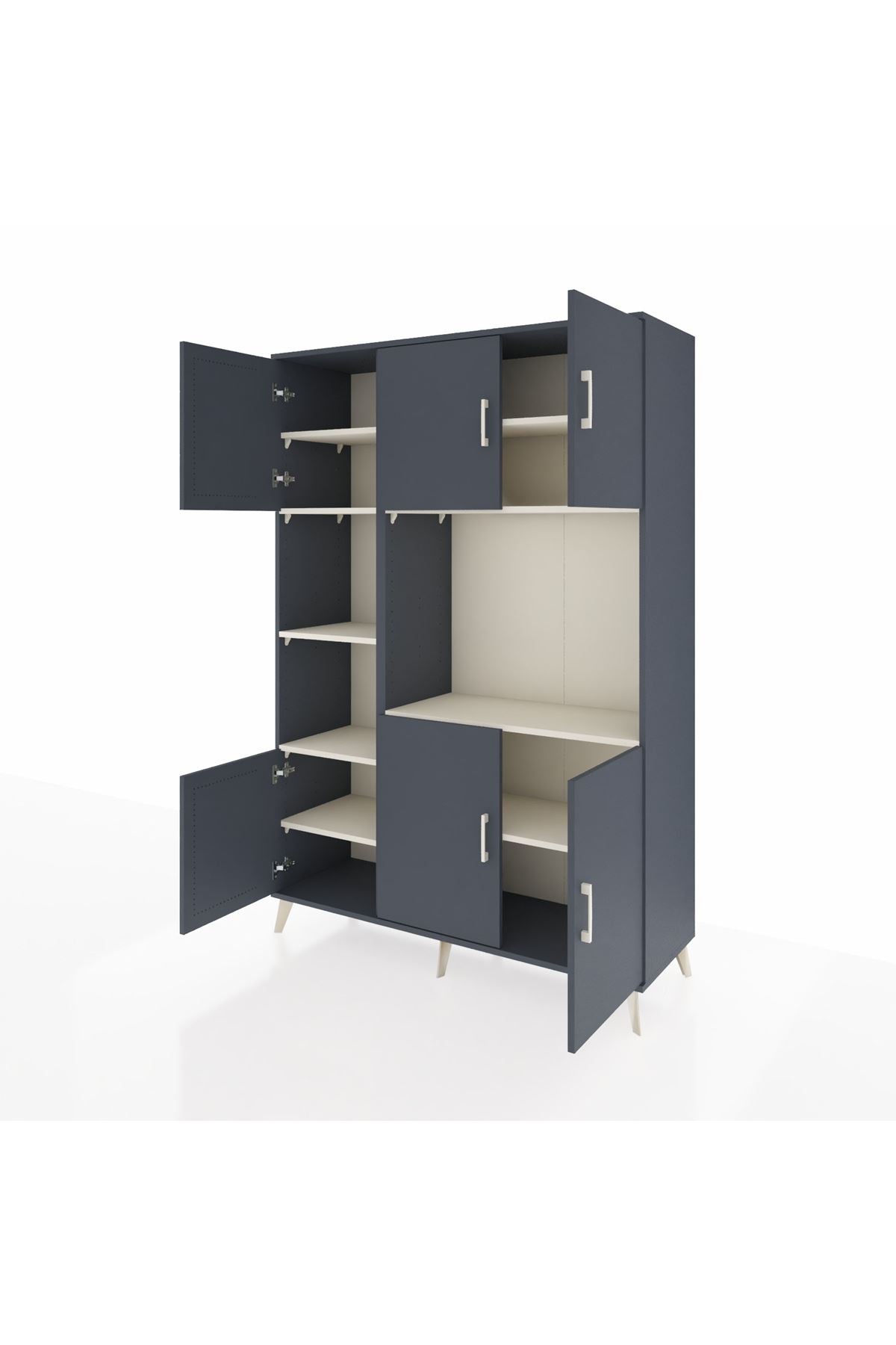 Hyperion Dolap 9 Raflı 6 Kapaklı 132x44x195 Antrasit-Antrasit/Aytaşı