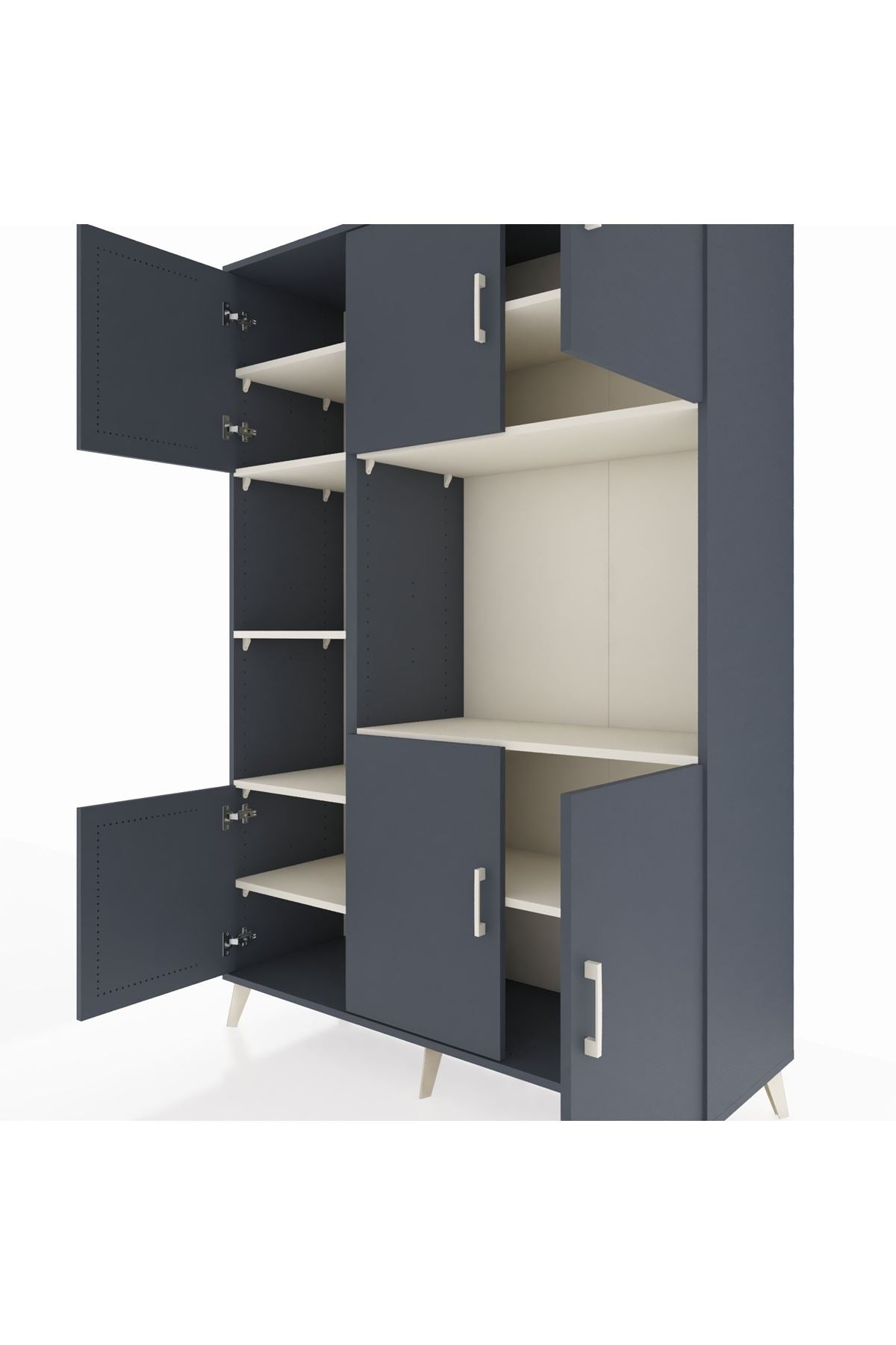 Hyperion Dolap 9 Raflı 6 Kapaklı 132x44x195 Antrasit-Antrasit/Aytaşı