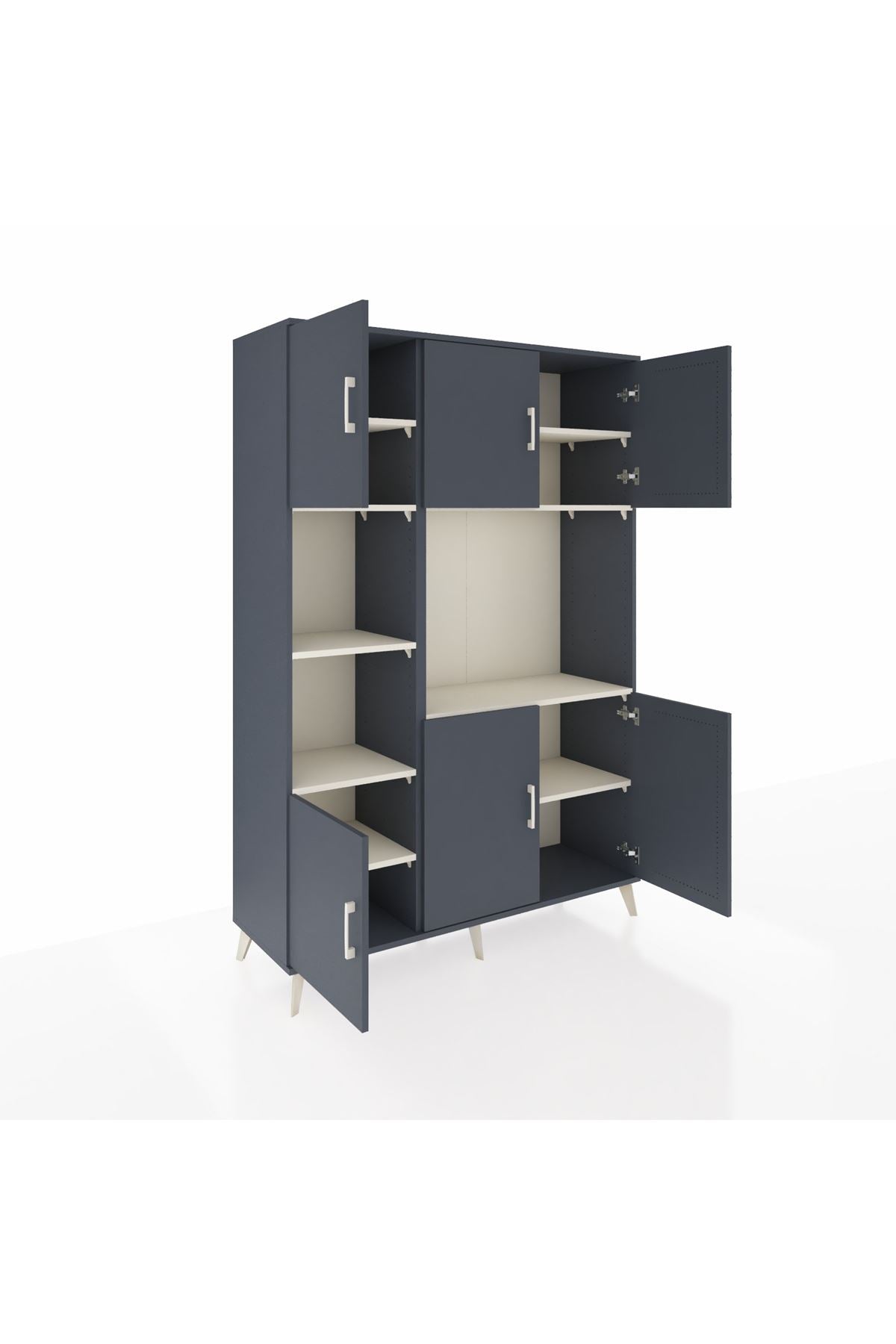 Hyperion Dolap 9 Raflı 6 Kapaklı 132x44x195 Antrasit-Antrasit/Aytaşı