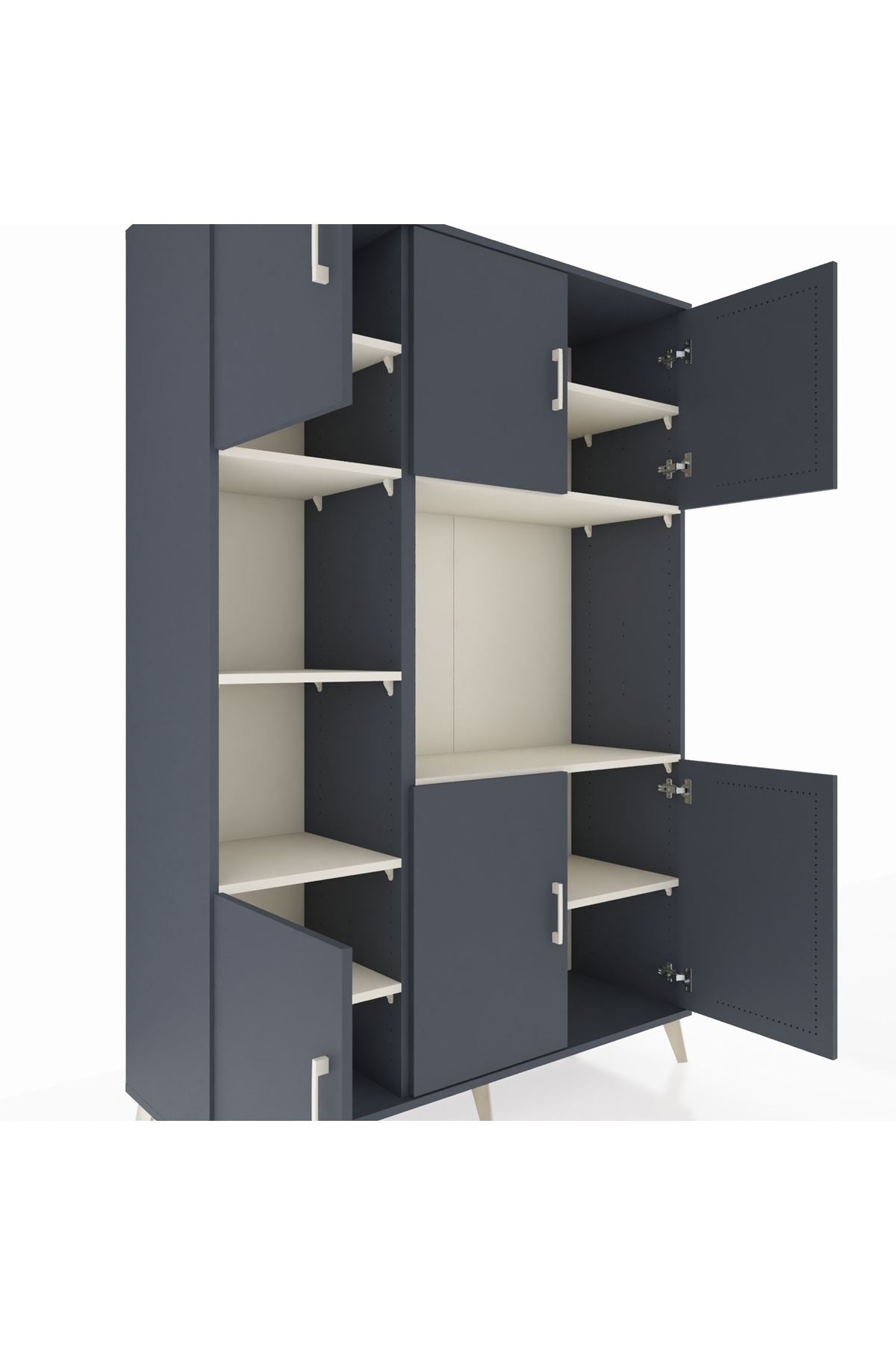 Hyperion Dolap 9 Raflı 6 Kapaklı 132x44x195 Antrasit-Antrasit/Aytaşı