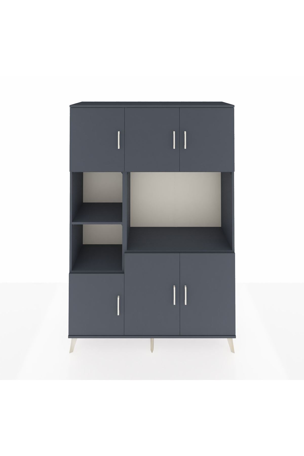 Hyperion Dolap 9 Raflı 6 Kapaklı 132x44x195 Antrasit-Antrasit/Antrasit