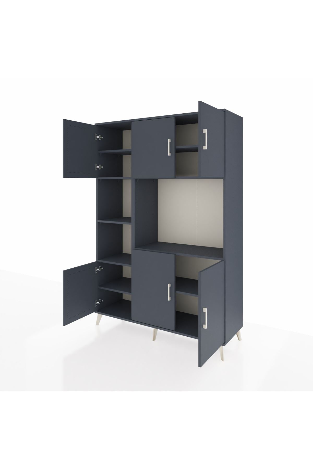 Hyperion Dolap 9 Raflı 6 Kapaklı 132x44x195 Antrasit-Antrasit/Antrasit