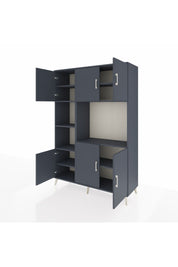 Hyperion Dolap 9 Raflı 6 Kapaklı 132x44x195 Antrasit-Antrasit/Antrasit