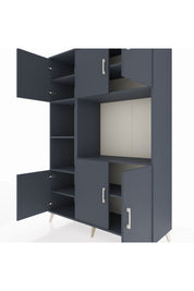 Hyperion Dolap 9 Raflı 6 Kapaklı 132x44x195 Antrasit-Antrasit/Antrasit