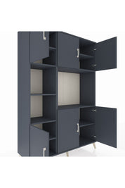 Hyperion Dolap 9 Raflı 6 Kapaklı 132x44x195 Antrasit-Antrasit/Antrasit