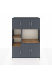 Hyperion Dolap 9 Raflı 6 Kapaklı 132x44x195 Antrasit-Antrasit/Çam