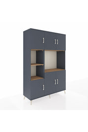 Hyperion Dolap 9 Raflı 6 Kapaklı 132x44x195 Antrasit-Antrasit/Çam