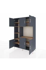 Hyperion Dolap 9 Raflı 6 Kapaklı 132x44x195 Antrasit-Antrasit/Çam