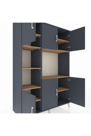 Hyperion Dolap 9 Raflı 6 Kapaklı 132x44x195 Antrasit-Antrasit/Çam