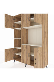 Hyperion Dolap 9 Raflı 6 Kapaklı 132x44x195 Çam-Çam/Aytaşı