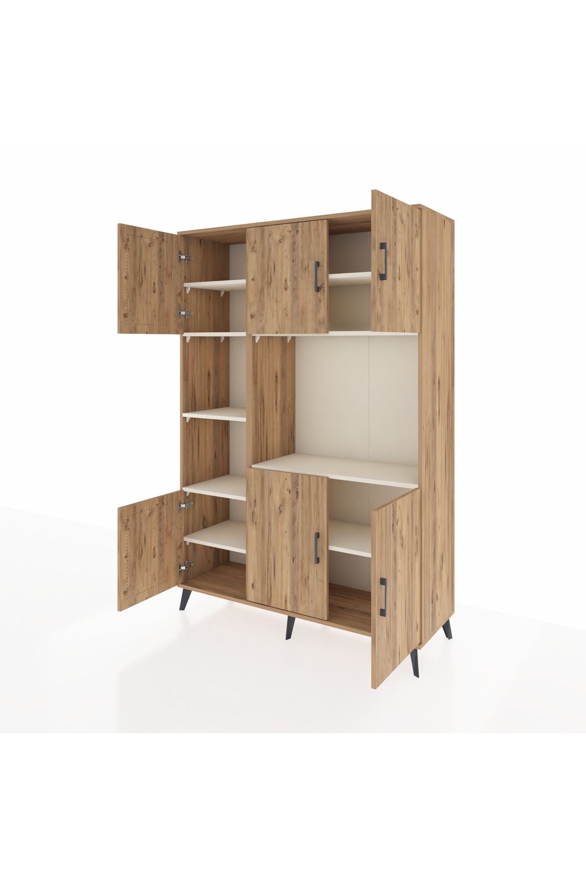 Hyperion Dolap 9 Raflı 6 Kapaklı 132x44x195 Çam-Çam/Aytaşı