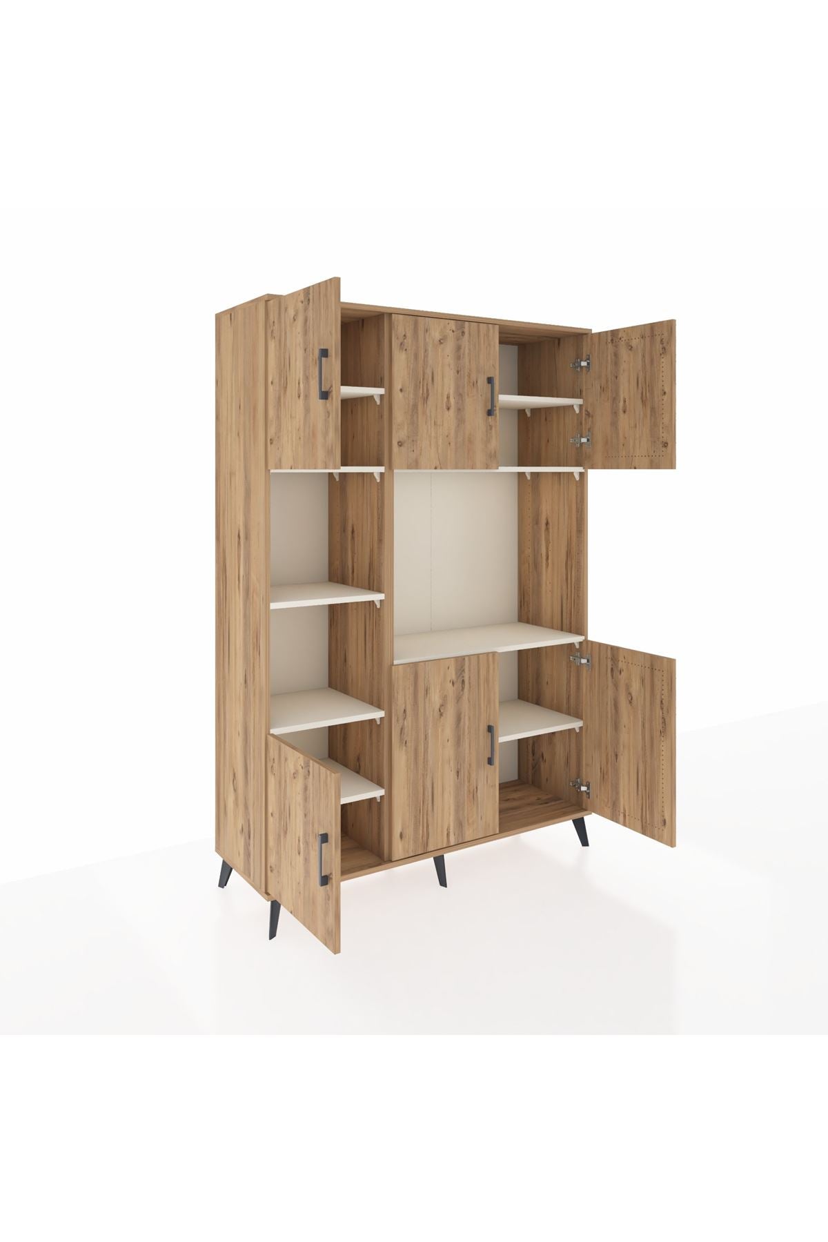 Hyperion Dolap 9 Raflı 6 Kapaklı 132x44x195 Çam-Çam/Aytaşı