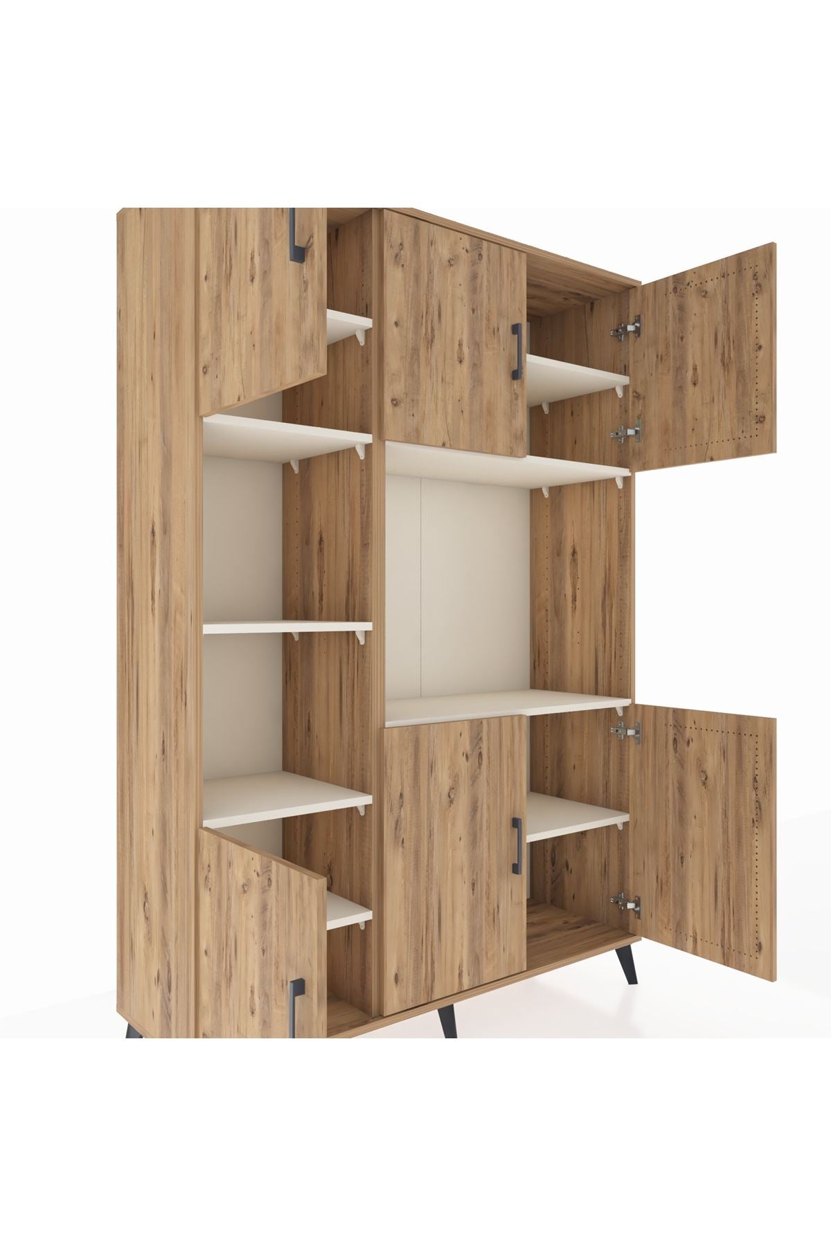 Hyperion Dolap 9 Raflı 6 Kapaklı 132x44x195 Çam-Çam/Aytaşı